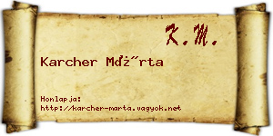 Karcher Márta névjegykártya